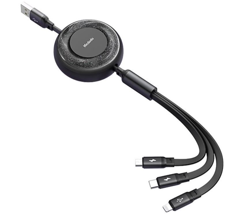 Mcdodo Ca-3570  3 In1 Retractable Chargıng Cable- Siyah