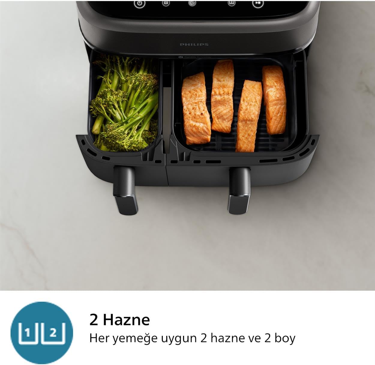 Philips Na350/00 Çift Hazneli Airfryer Siyah