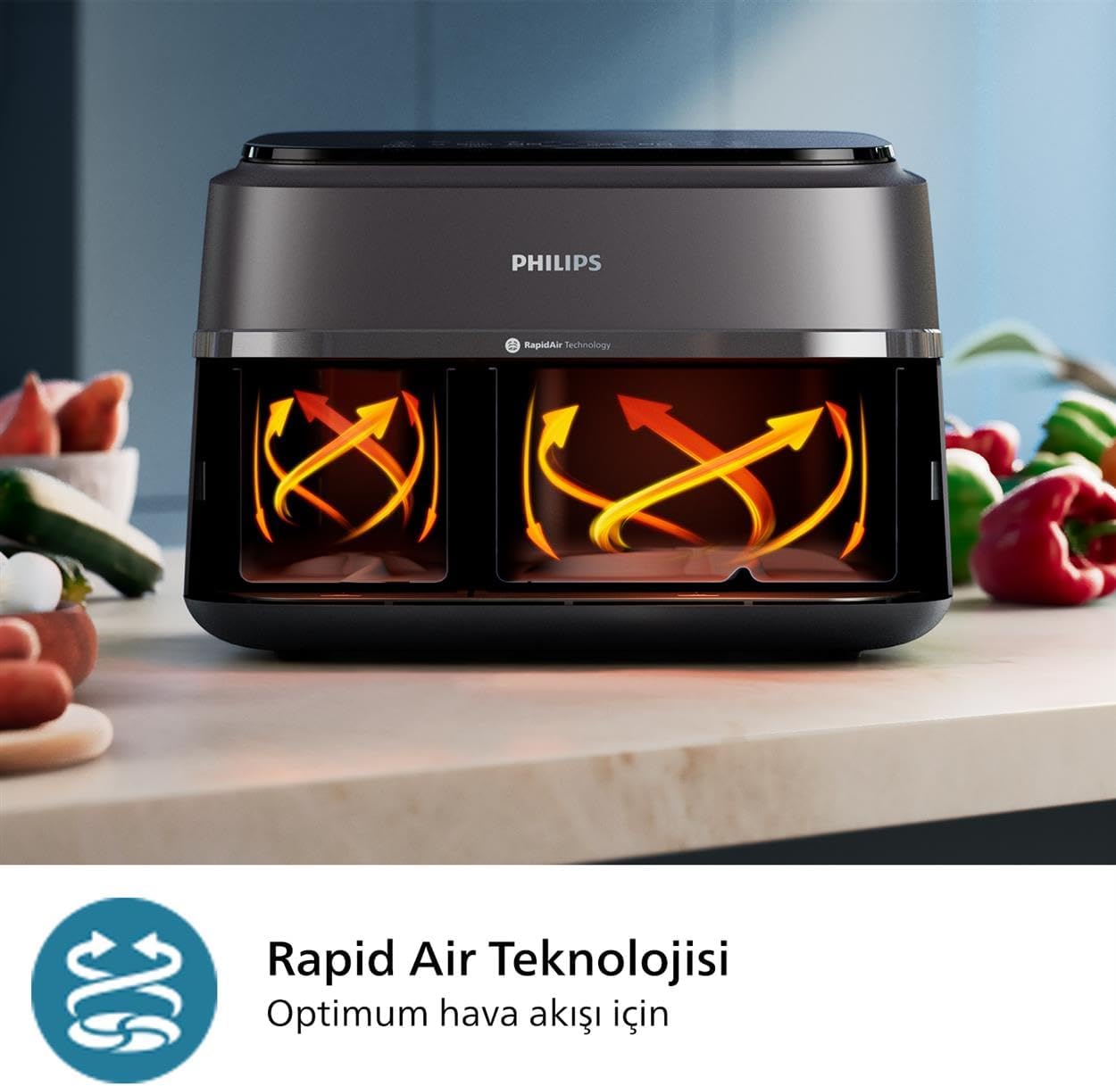 Philips Na350/00 Çift Hazneli Airfryer Siyah