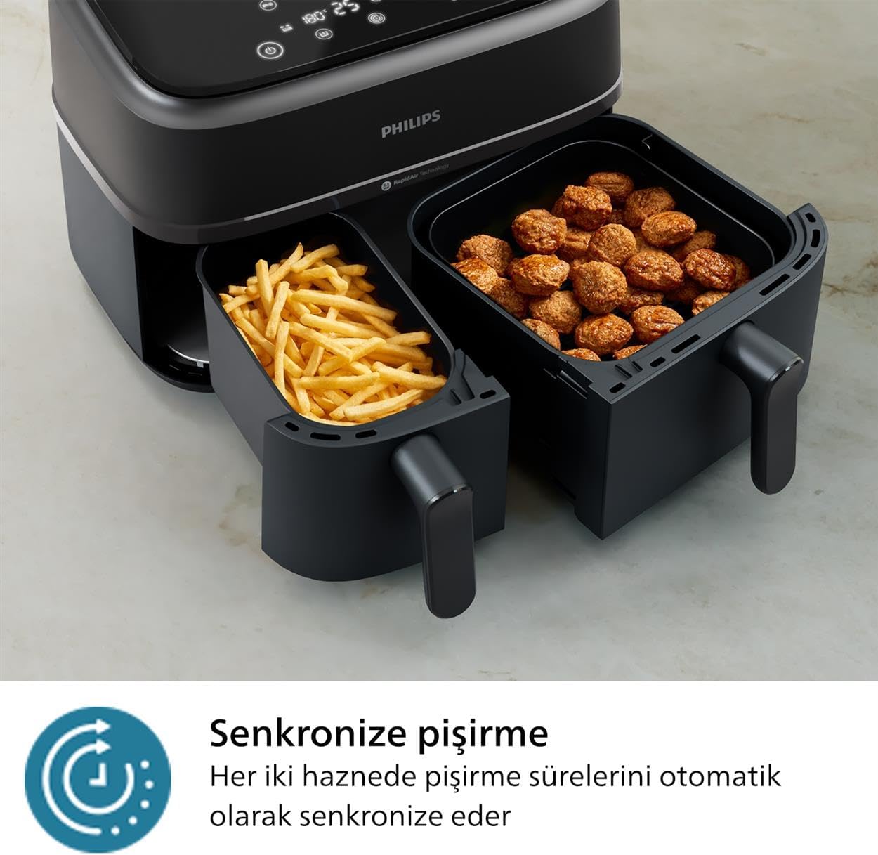 Philips Na350/00 Çift Hazneli Airfryer Siyah