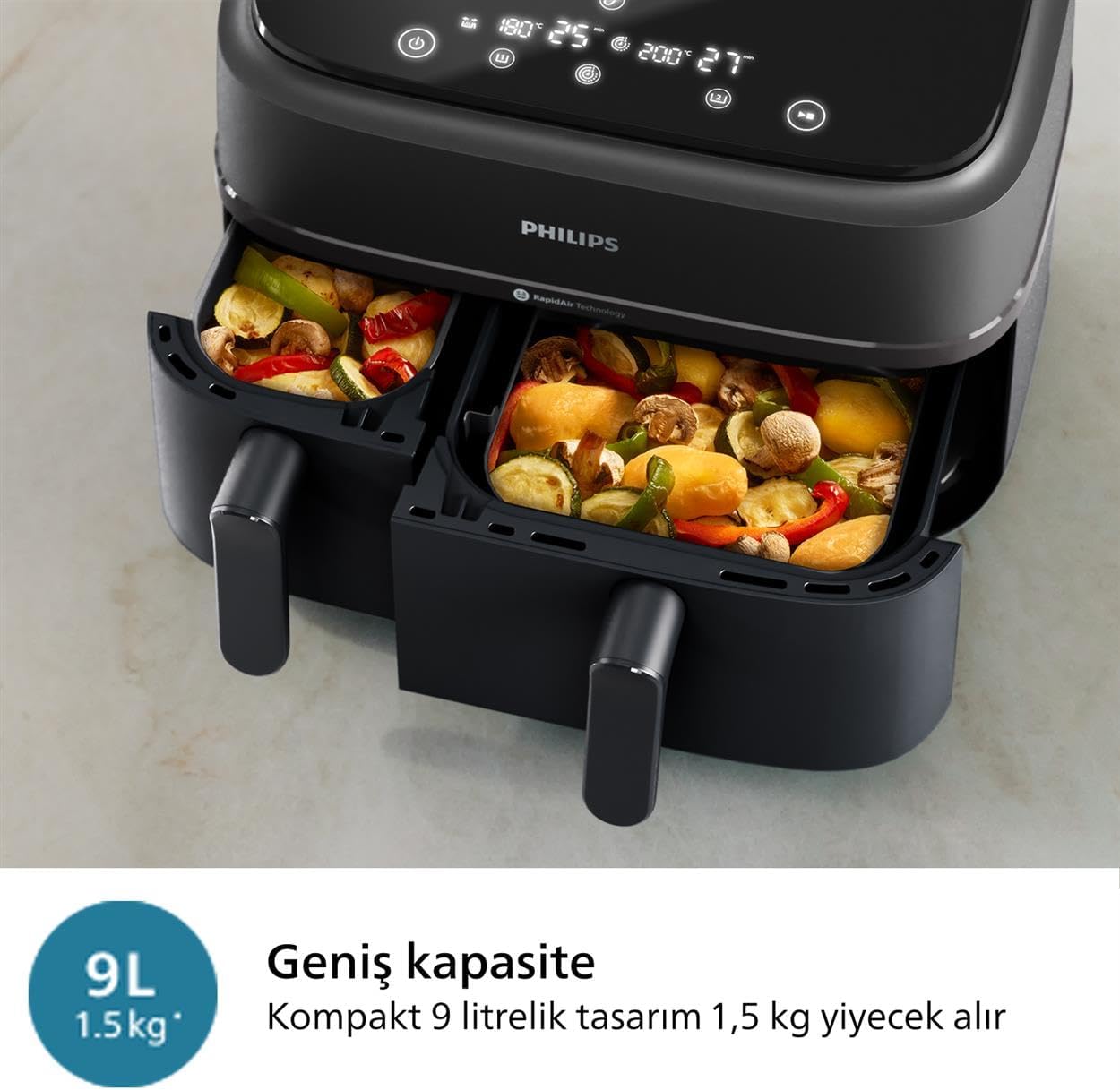 Philips Na350/00 Çift Hazneli Airfryer Siyah