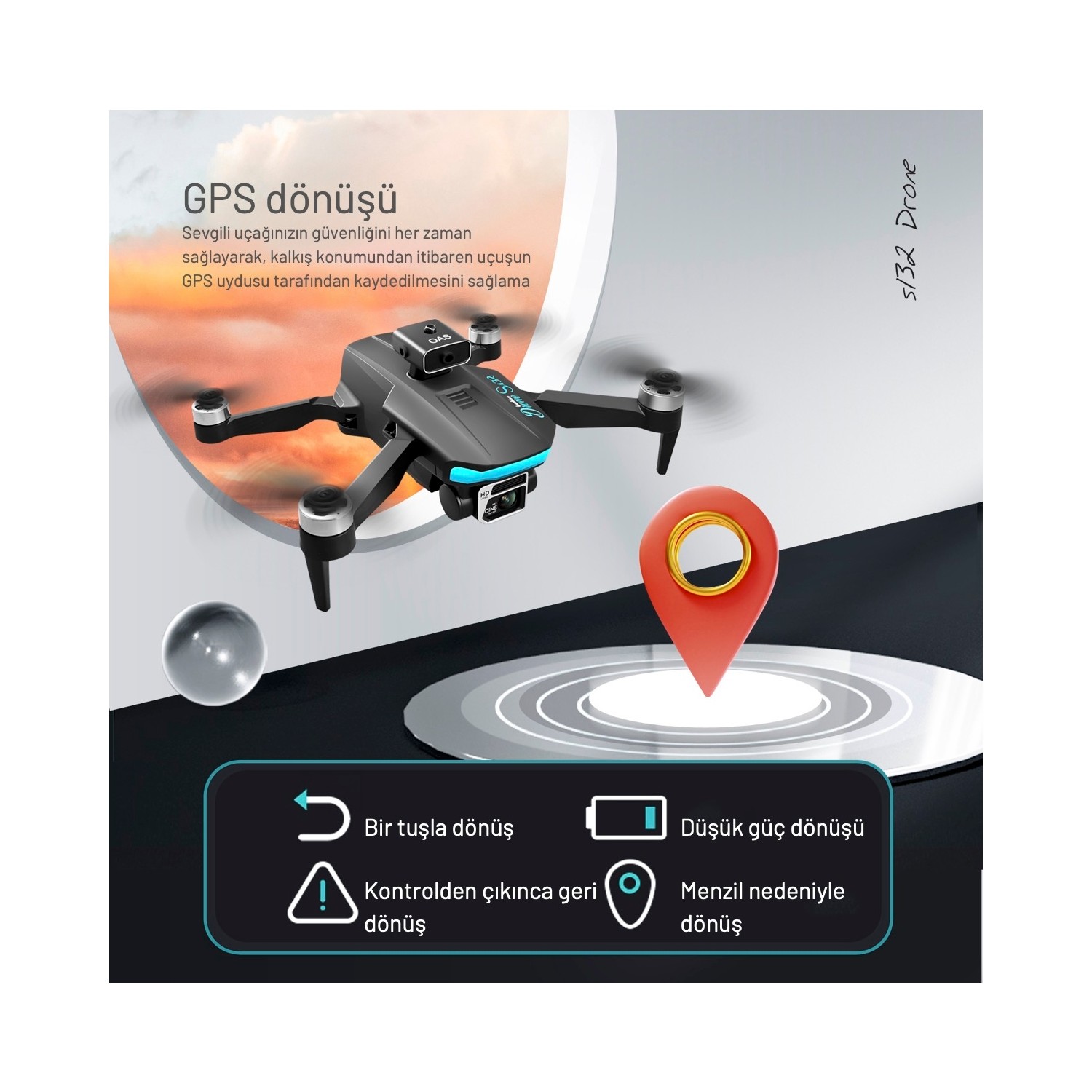 Piha S132 Gps Drone 1080plus Hd Çift Kamera 5g Wı-fı Drone