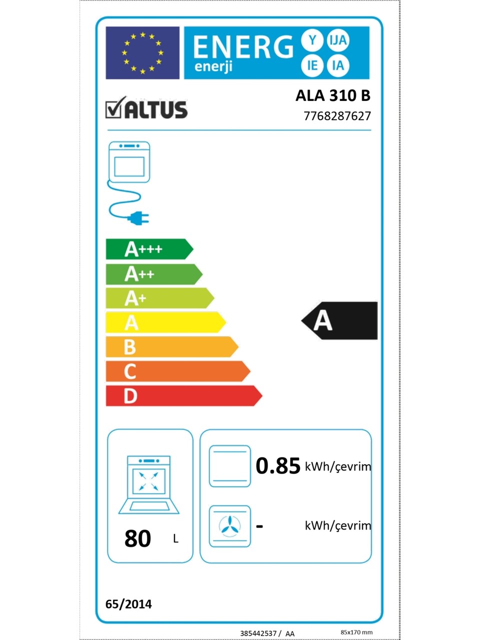 Altus Ala 310 B Ankastre Fırın