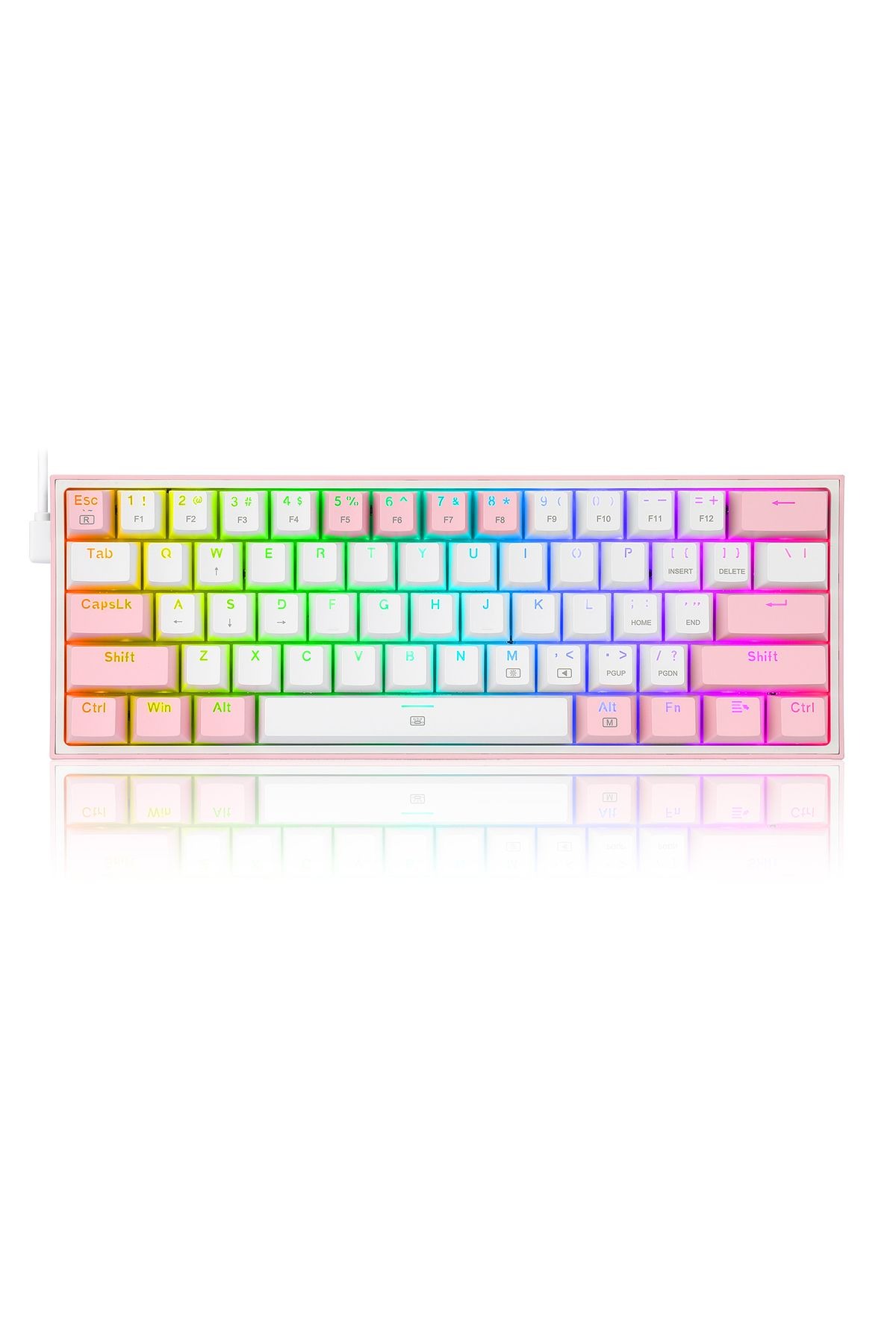 Redragon K617 Rgb Mekanik Red Switch Oyuncu Klavyesi Pembe-Beyaz