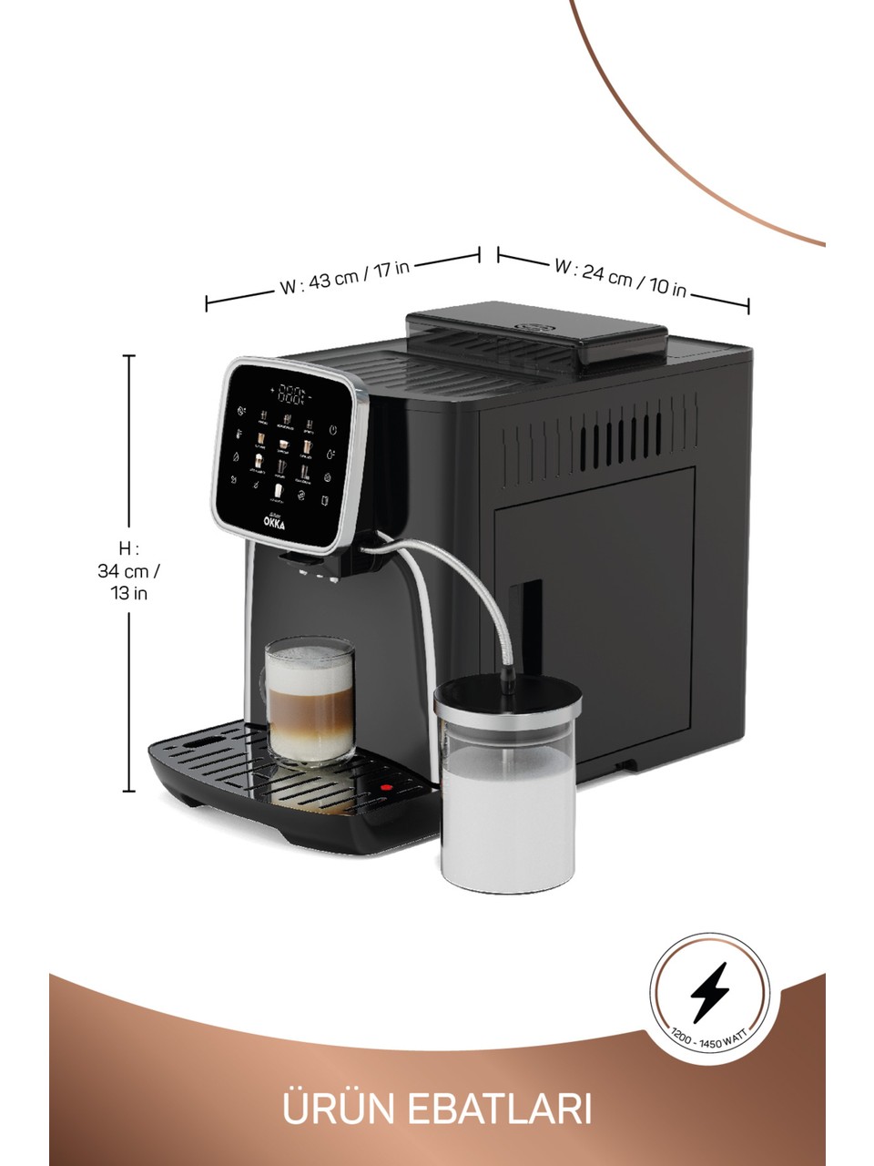 Arzum Ok0028-05 Okka Espresso Pro M Tam Otomatik Espresso Makinesi Krom