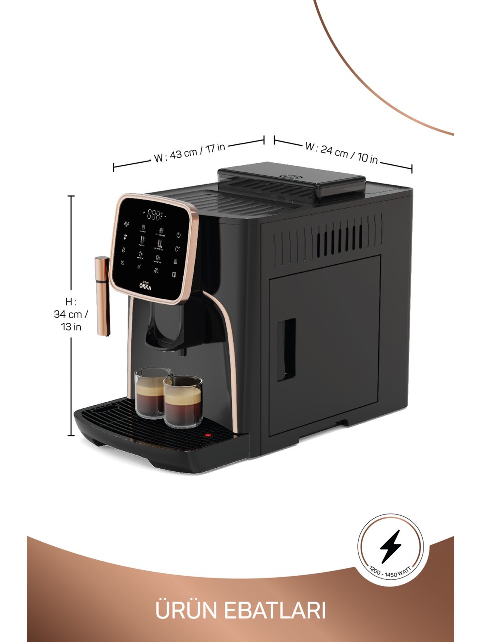 Arzum Ok0030-04 Okka Espresso Pro Tam Otomatik Espresso Makinesi Bakır