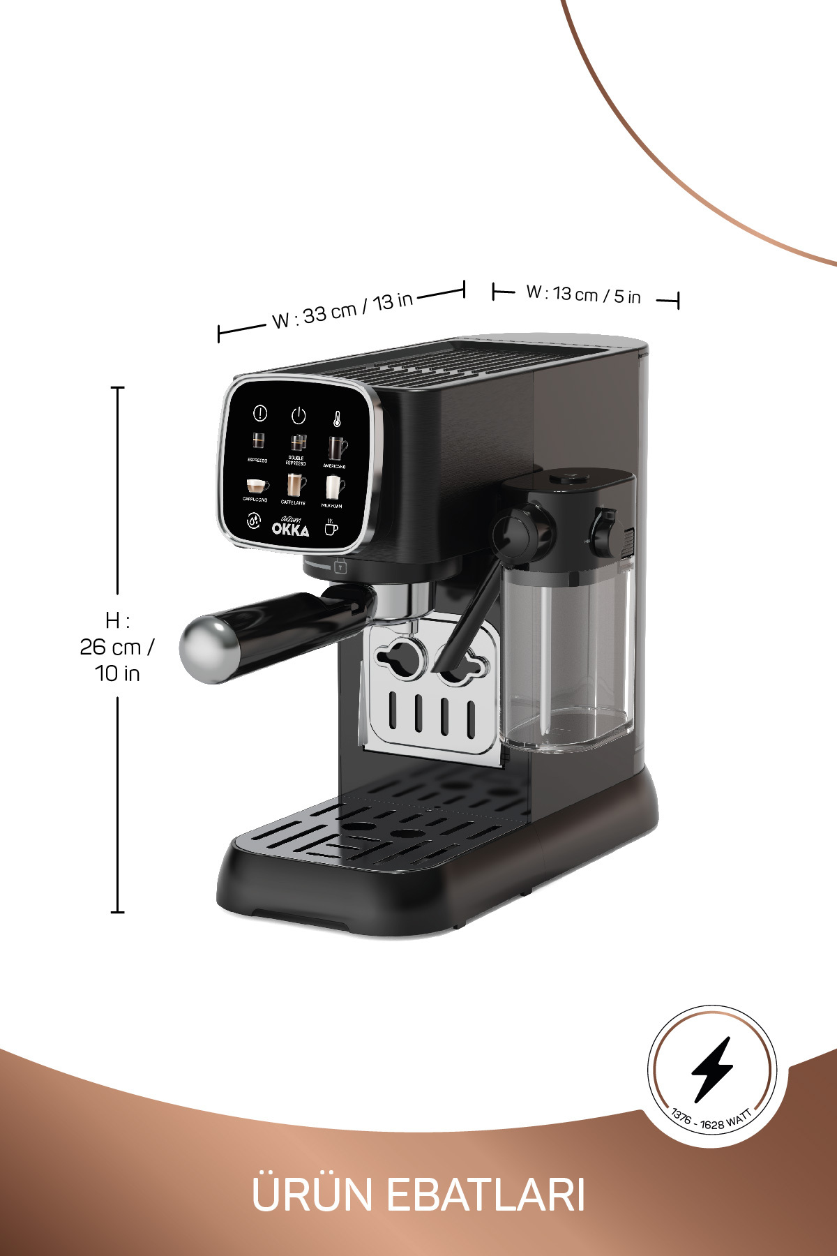 Arzum Ok0032-05 Okka Espresso Solo M Yarı Otomatik Espresso Makinesi Krom