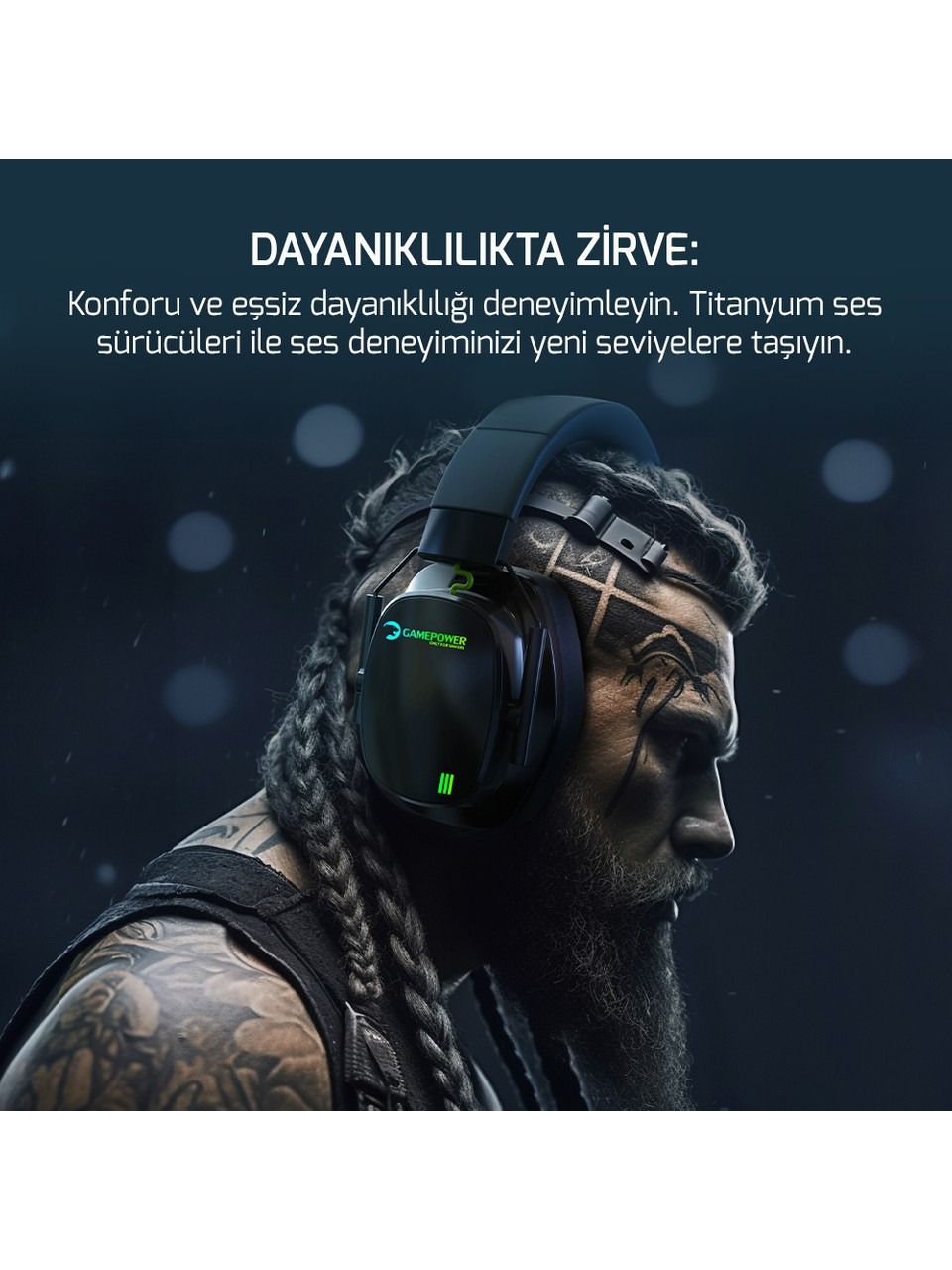 Gamepower Kai Titanium Kablolu Oyuncu Kulaklığı Siyah( Jak Dönüştürücü Kablo Hediye)