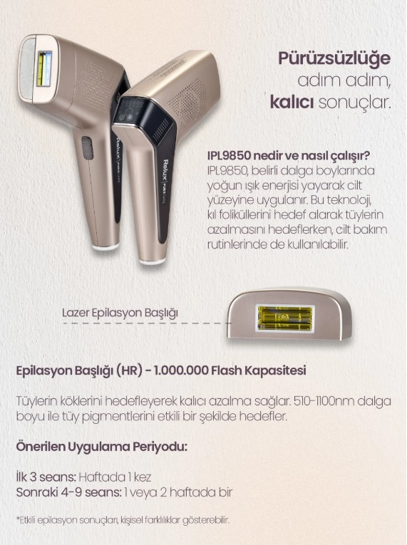 Relux Ipl9850 Purecare 3.000.000 Atım Ipl Lazer Epilasyon Cihazı