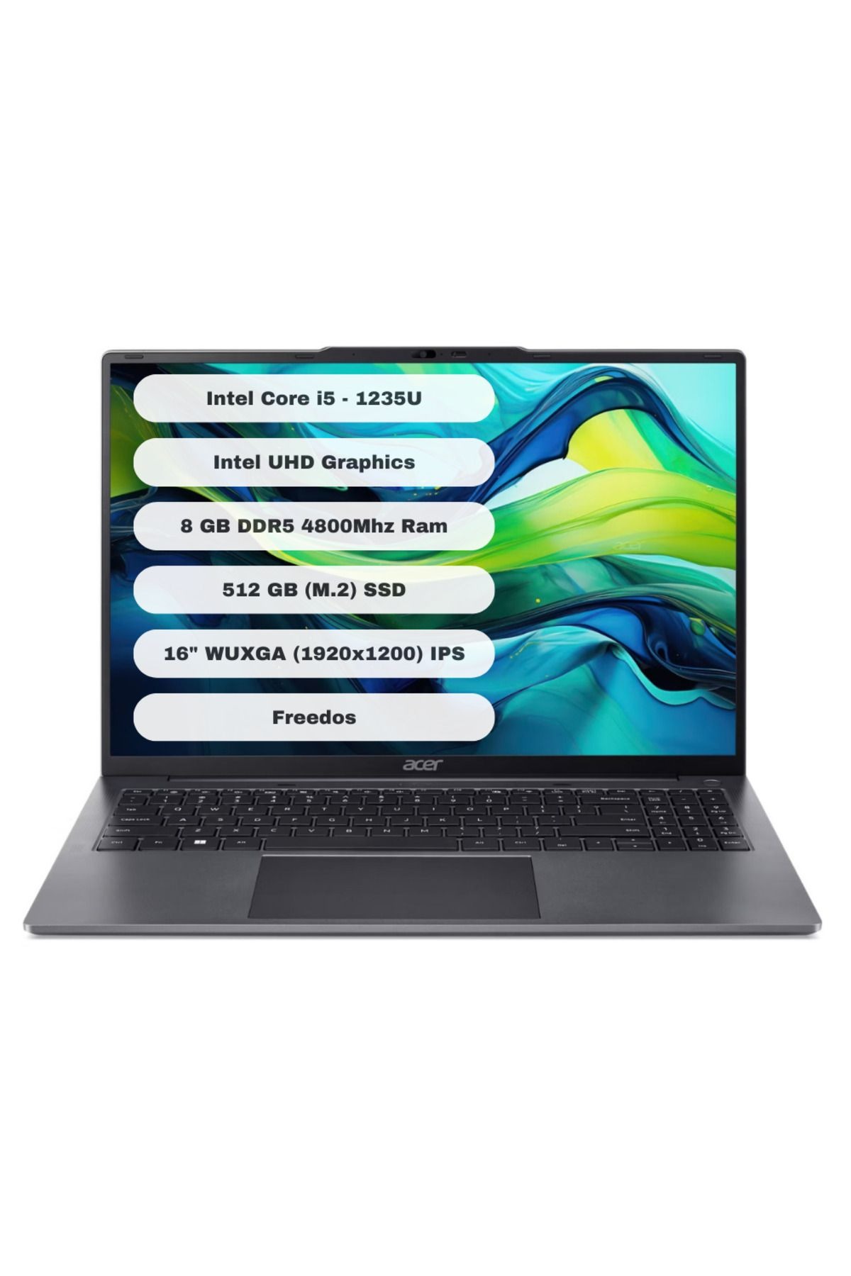Acer Aspire Lite AL16-51P-580H NX.KWZEY.001 i5-1235U 8 GB 512 GB SSD Iris Xe Graphics 16
